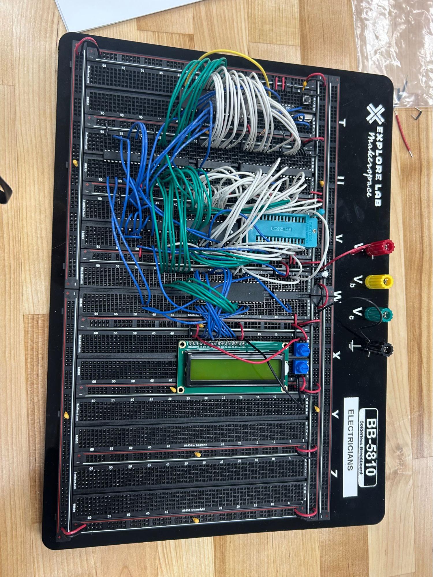 Breadboard with all LCD wiring completed